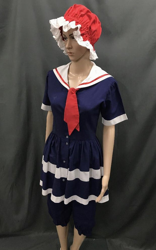 1920s Simmers Navy and Red with Swim Cap - Hire - The Costume Company | Fancy Dress Costumes Hire and Purchase Brisbane and Australia