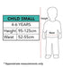 Size chart for Tinker Bell costume