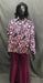 60-70s Mens Disco Costume - Pink Pattern Shirt with Maroon Flares - Hire - The Costume Company | Fancy Dress Costumes Hire and Purchase Brisbane and Australia