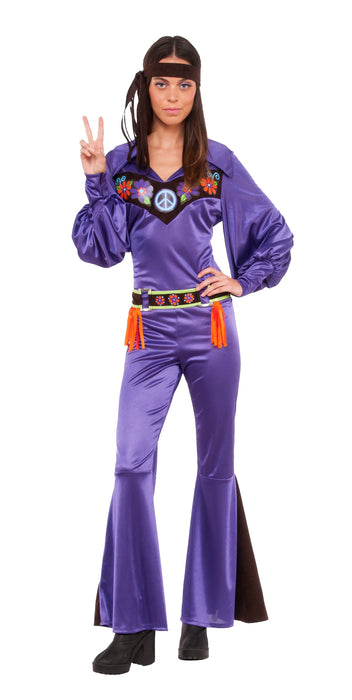 Purple Hippie Jumpsuit 70s Babe Costume - Buy Online Only