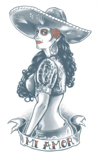 Mi Amor Day Of The Dead Tattoo - The Costume Company | Fancy Dress Costumes Hire and Purchase Brisbane and Australia