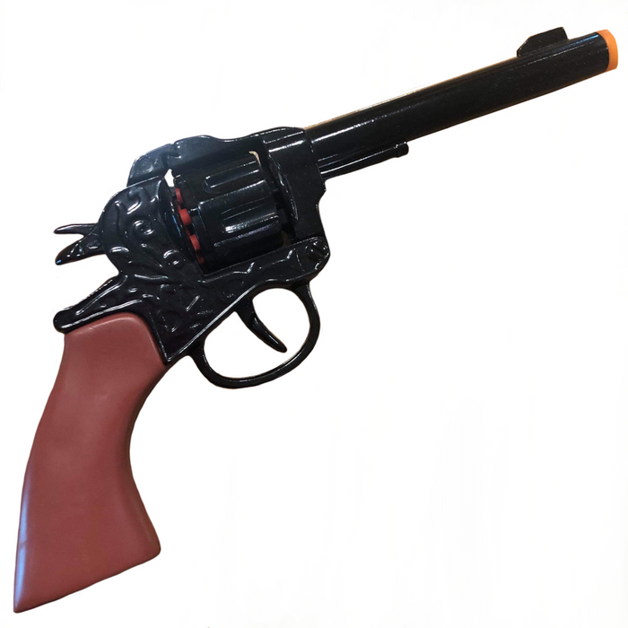 Die-Cast Metal Wild West Toy Pistol Black & Brown Cap Gun