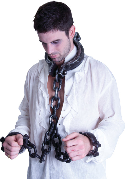 Medieval Large Costume Neck and Wrist Zombie Shackles