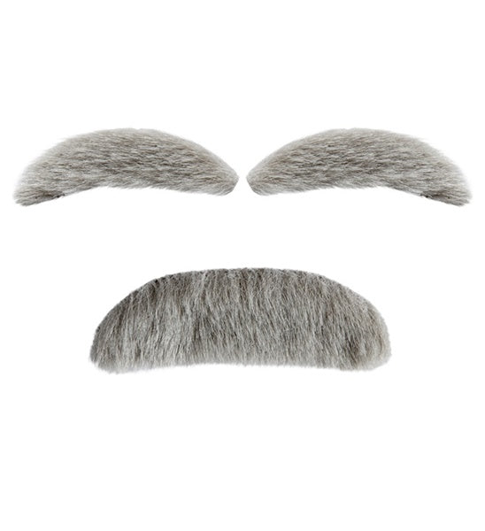 Old Man Eyebrows & Moustache Set | Grey Costume Hair