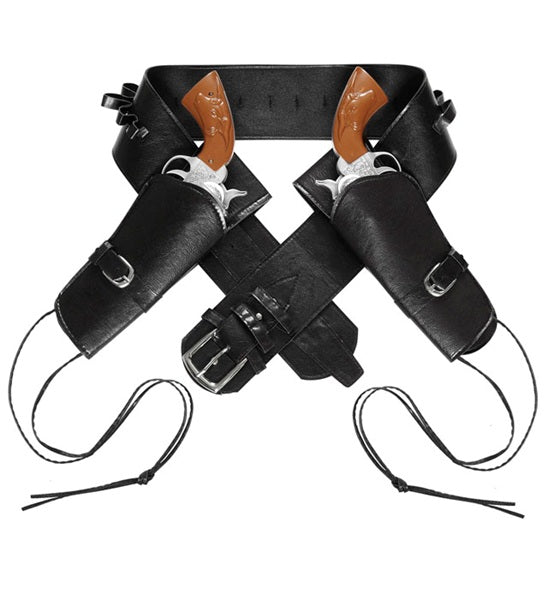Western Double Holster Set | Cowboy Costume Belt | Black Leatherlook