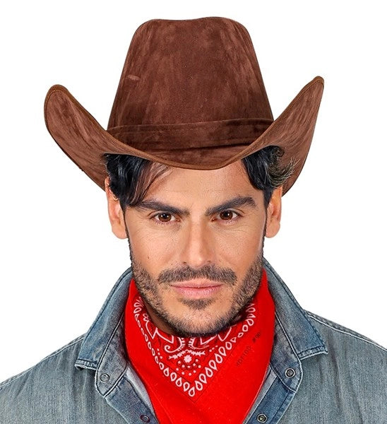 Cowboy Hat | Brown Suede Look Western Hat | Rodeo Costume Accessory