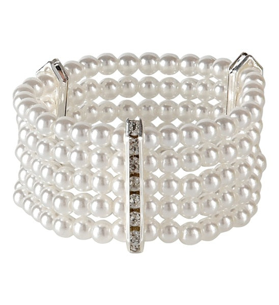 Deluxe Costume Pearl Bracelet with Strass