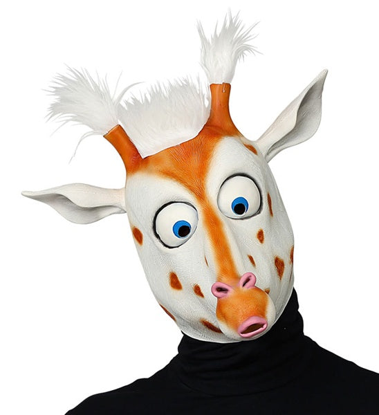 Big Eyes Giraffe Full Head Mask with Plush Hair