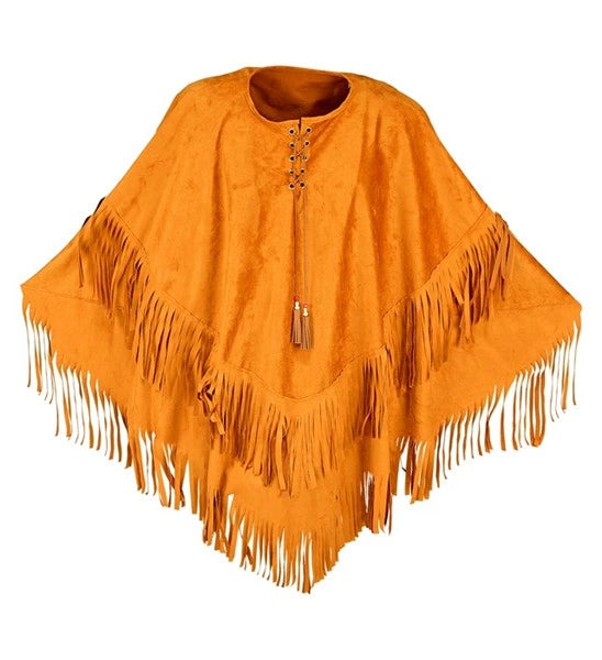Fringe Suede Poncho | Cowboy Costume | 60s Hippie Western Look