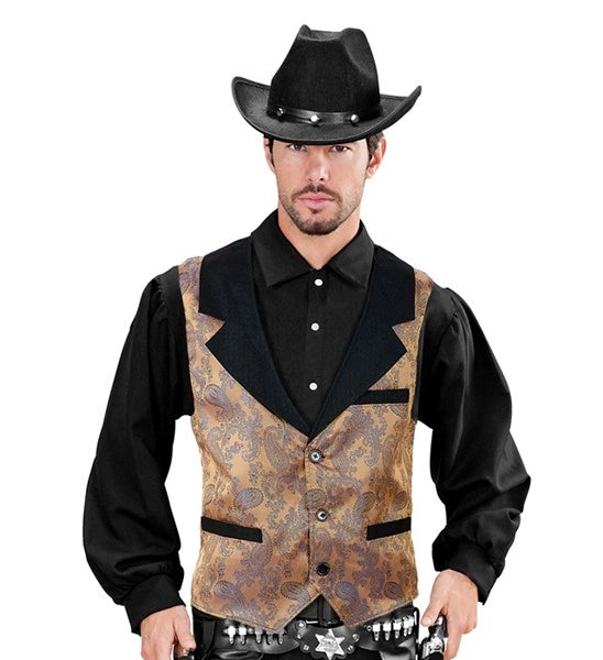 Brown Jacquard Vintage Vest | Wild West Steampunk Waistcoat
