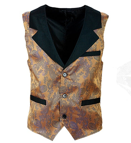 Brown Jacquard Vintage Vest | Wild West Steampunk Waistcoat