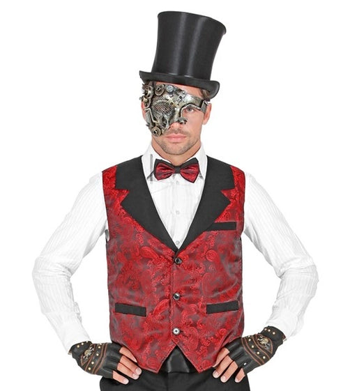 Burgundy Jacquard Vintage Vest | Mens Victorian Steampunk Costume