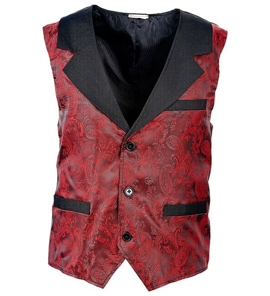Burgundy Jacquard Vintage Vest | Mens Victorian Steampunk Costume