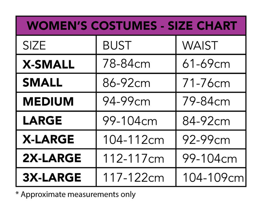 Beetlejuice Deluxe Costume sizes