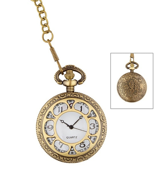 Steampunk Pocket Watch | Vintage Gold Chain Watch | Costume Accessory
