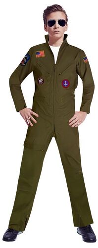 Ace Flight Suit Top Gun Child inc Teen Costume - Buy Online Only