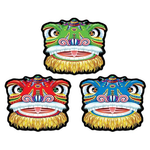 Chinese New Year Dragon Face Cutouts – 3 Pack (36cm)