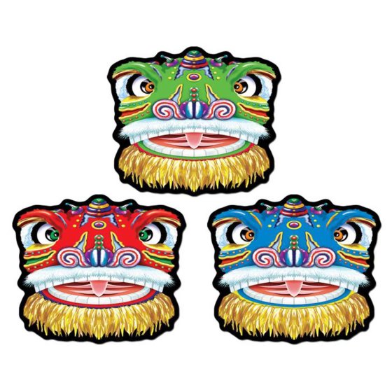 Chinese New Year Dragon Face Cutouts – 3 Pack (36cm)