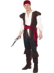 Brown Pirate Costume | Men’s Pirate Set with Headscarf & Bootcovers