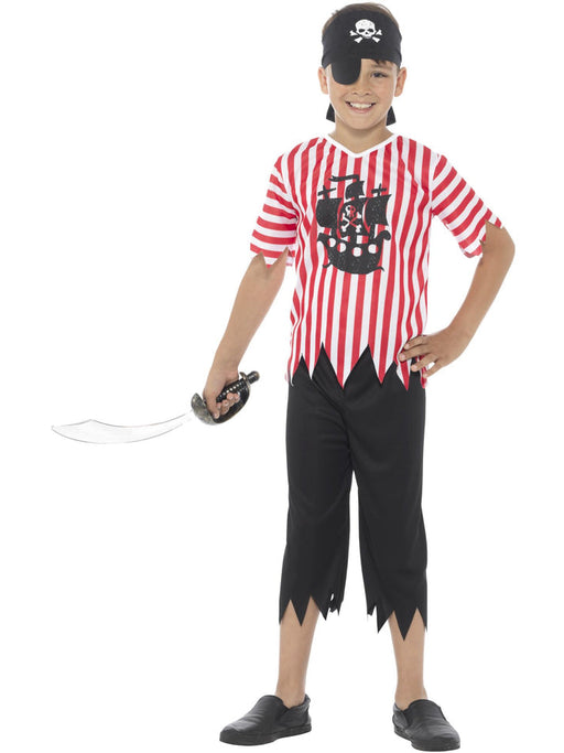 Jolly Pirate Boy Costume | Kids Red & White Outfit | Book Week 1980s