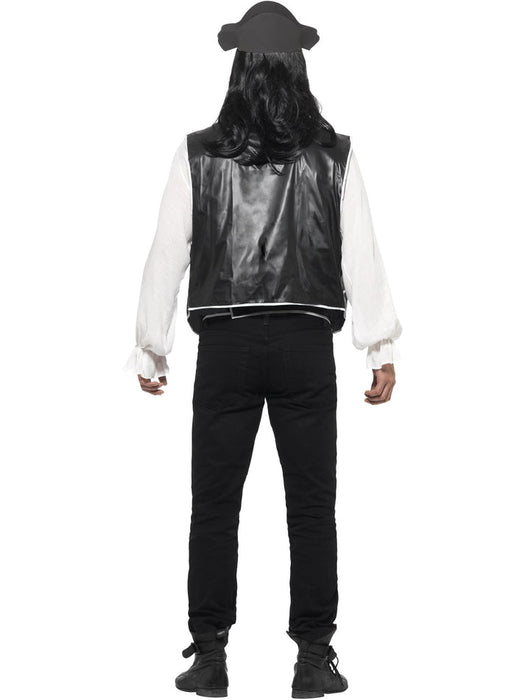 Black Pirate Costume Set | Hat Waistcoat Belt | Mens Pirate Outfit
