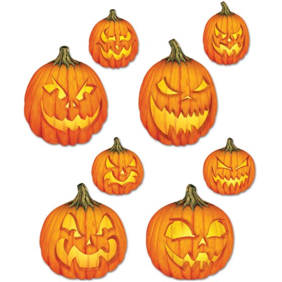 Scary Jack-O-Lantern Cutouts | Halloween Pumpkin Decorations 36cm