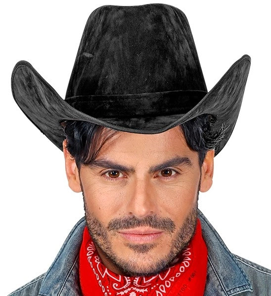 Black Suede Look Cowboy Hat