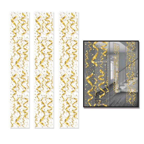 Streamers & Stars Gold Hanging Party Panels- Buy Online Only