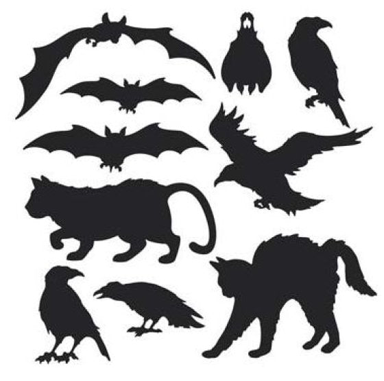 Black Animal Silhouette Cutouts | Halloween Décor 13cm – 32cm