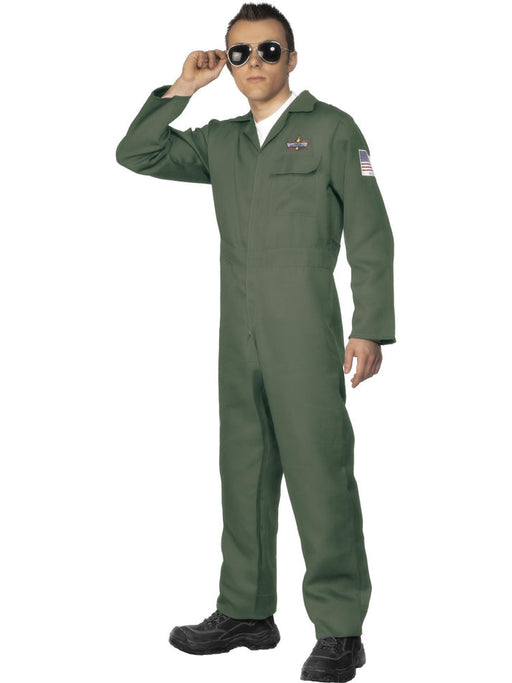 Men's Aviator Flight Costume | Green Jumpsuit