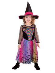 Rainbow Colour Magic Cutest Witch Deluxe Child Costume 