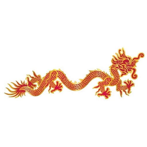 Asian Dragon Red & Gold Cutout – 91cm | Lunar New Year Decor