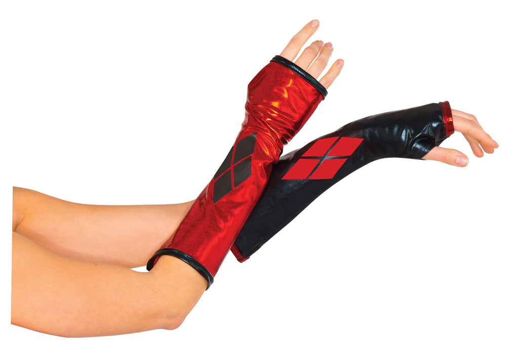 Harley Quinn Gauntlets | Adult DC Comics Red & Black Gloves