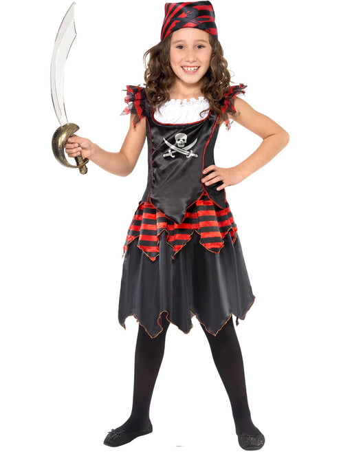 Pirate Skull & Crossbones Girl Costume | Black Dress Set