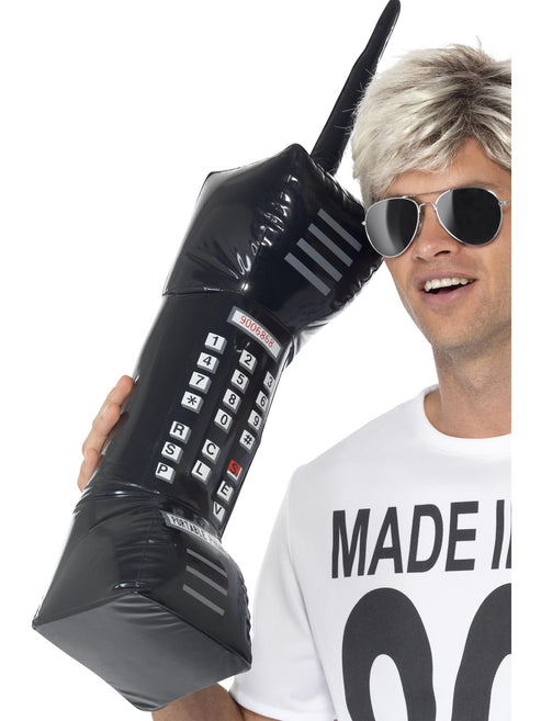 Inflatable Retro Mobile Phone | 80s Costume Prop Black