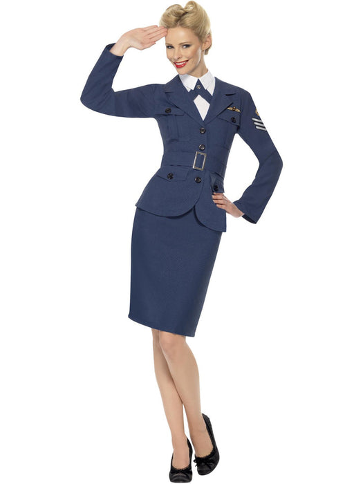 WW2 Air Force Female Captain Costume | Blue Officer Skirt Suit | 1940s Style