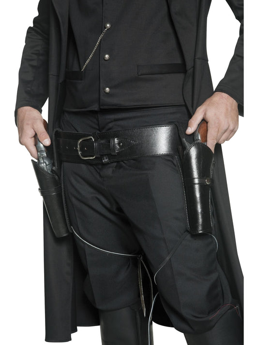 Western Double Holster Set | Cowboy Costume Belt | Black Leatherlook