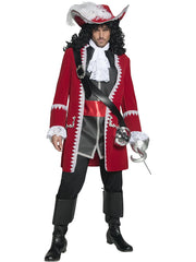 Deluxe Pirate Captain Costume | Red Men’s Pirate Outfit | Captain Hook