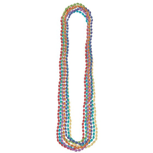 Rainbow Metallic Bead Necklace – 76cm, Plastic (Adult Use)