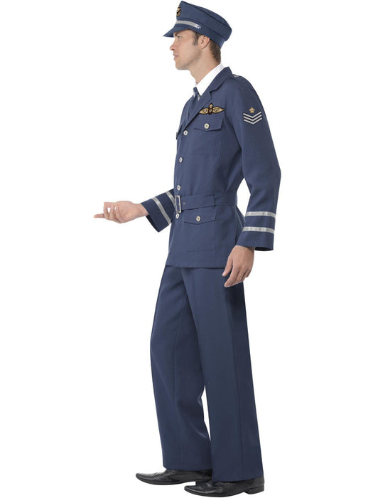 WW2 Air Force Captain Costume | Blue Pilot Uniform Set | 1940s Fancy Dress