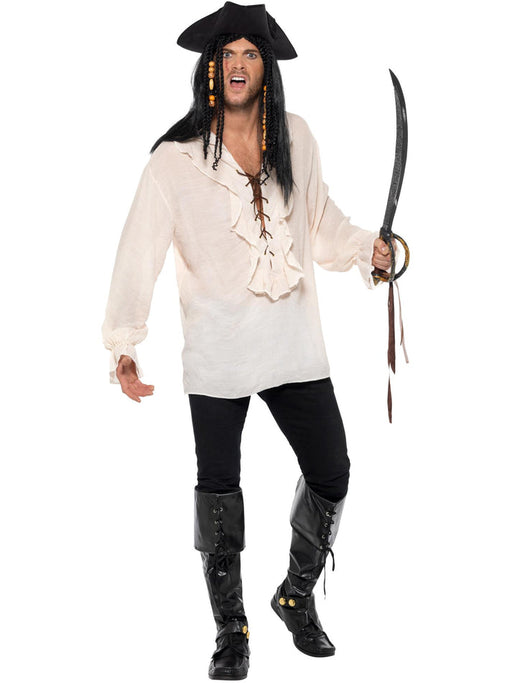 Ivory Pirate Shirt | Men’s Lace-Up Top for Costumes & Parties