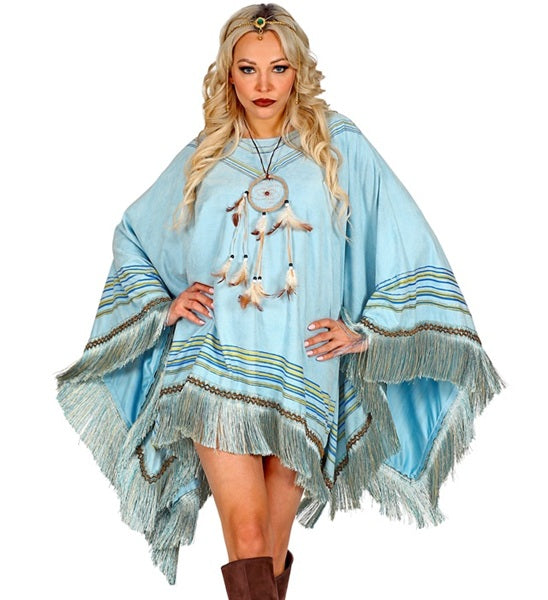 Azure Suede Look Poncho