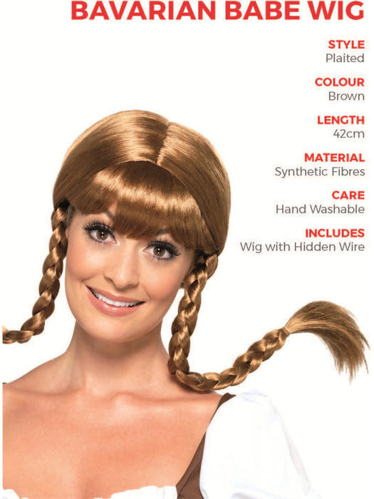 Bavarian Babe Wig | Oktoberfest Braided Wig | Brown Pigtail Wig