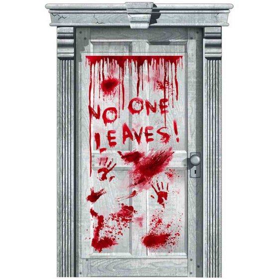 Asylum Door Banner | Bloody “No One Leaves!” Halloween Decoration