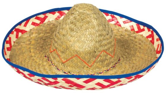 Mexican Sombrero Natural with Multicoloured Edge