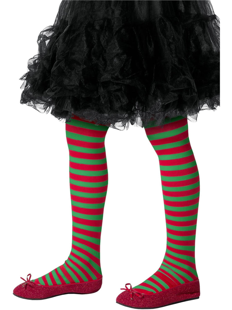 Red & Green Striped Child Tights - Buy Online Only
