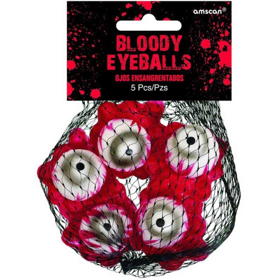 Bloody Eyeball Decorations | 3.8cm Plastic Halloween Props | 5 Pack