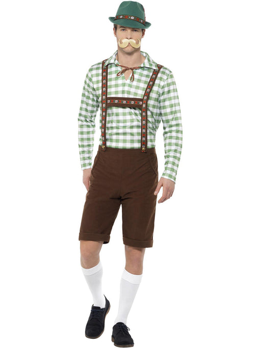 Alpine Bavarian Costume | Green Shirt & Brown Lederhosen