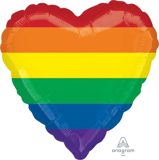 Rainbow Stripes Heart Foil Balloon | 45cm Pride Party Decoration