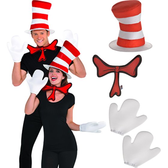 Cat In The Hat Gloves, Bow Tie & Hat Set - Buy Online Only